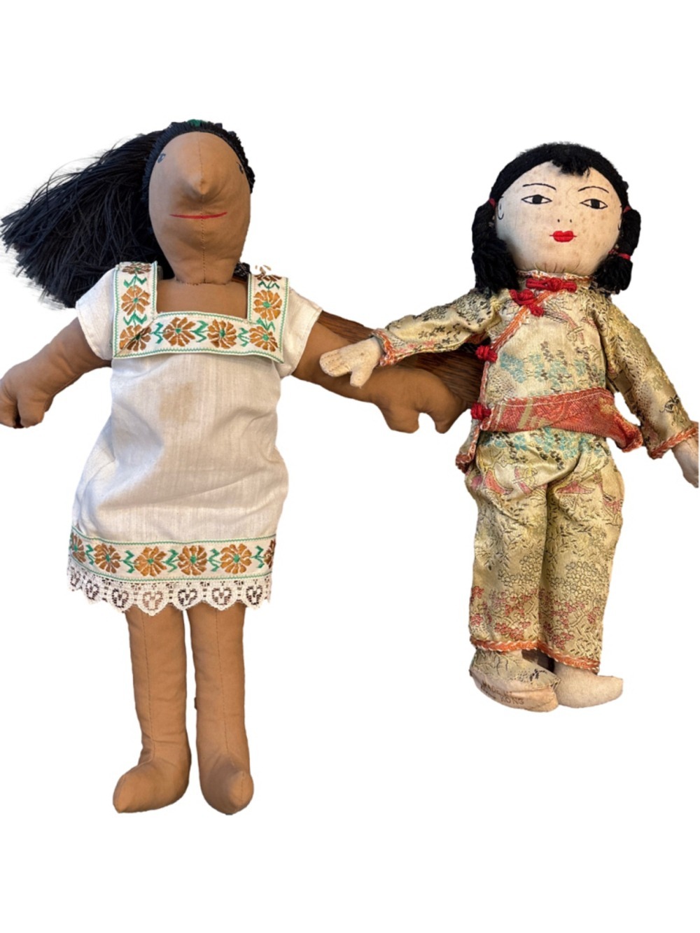 Vintage Cloth Dolls Set Girls Unbranded Toys One Size White Gold